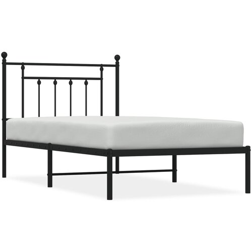 Maison Chic Kovinski Posteljni okvir - Enojna postelja - Postelja za odrasle z vzglavjem črn 100x190 cm, (21694116) Cene