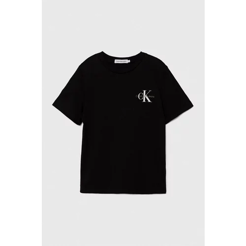 Calvin Klein Jeans Otroška bombažna kratka majica črna barva, IU0IU00624