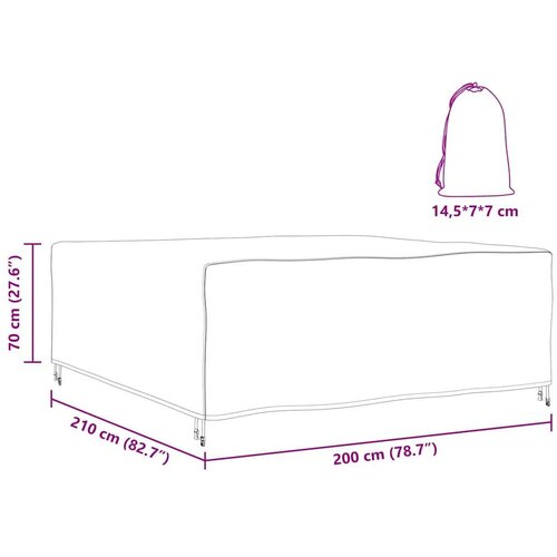 VidaXL Navlaka za vanjski namje&amp;scaron;taj Crna 210 x 200 x 70 cm 210D Slike