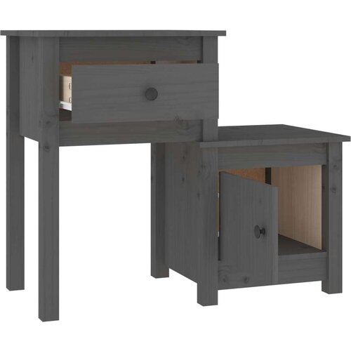 vidaXL noćni ormarić sivi 79,5 x 38 x 65,5 cm od masivne borovine Cene