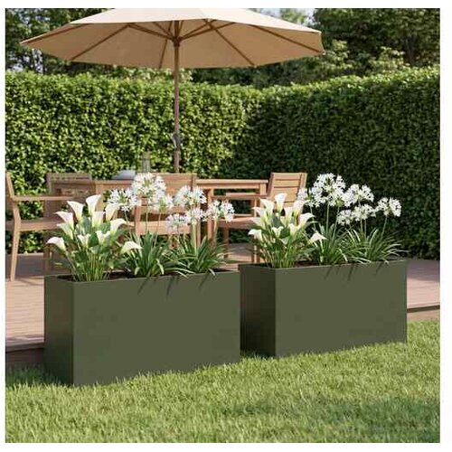 vidaXL Vrtna saksija 2 kom. Maslinastozelena 80 x 30 x 40 cm - Maslinastozelena 80 x 30 x 40 cm 2 Cijene