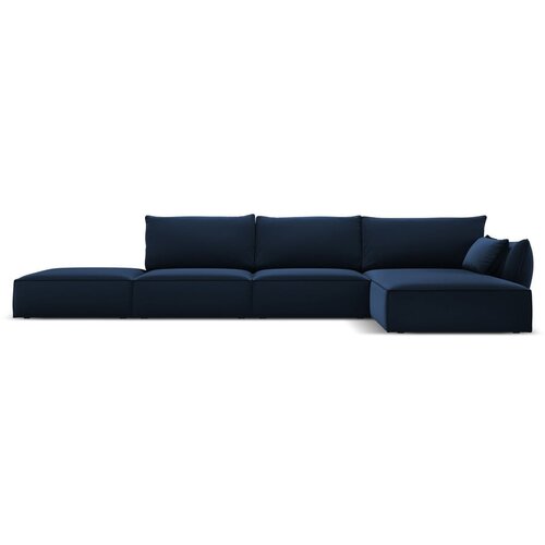 Mazzini Sofas Tamno plava baršunasti kutna garnitura (s desnim kutom/s ležaljkom) Vanda – Cene