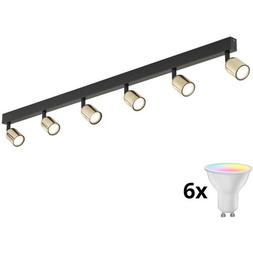  LED RGBW prigu&amp;scaron;iva spot svetiljka TOP 6xGU10/6,5W/230V 2700-6500K crna/zlatna Slike