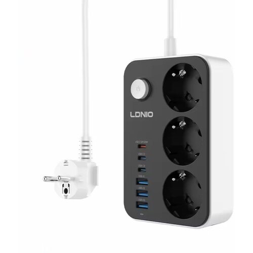 Ldnio Produzni kabl SE3631C 3 uticnice 3xUSB 3xPD beli 2m Slike