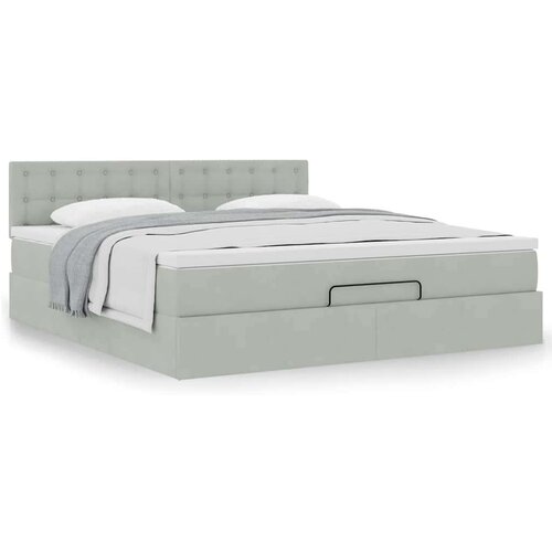  Otomanski krevet s madracem svijetlosivi 180x200 cm bar&amp;scaron;unasti Slike