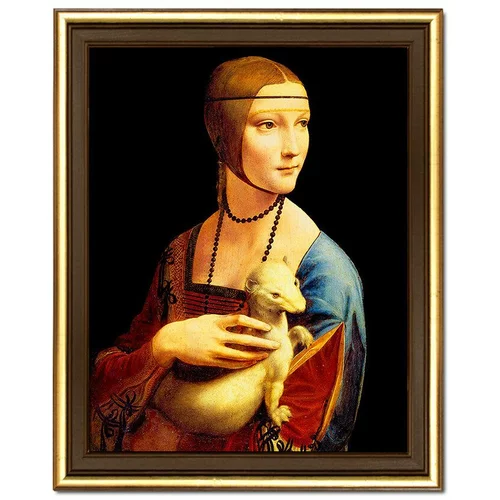 Inne Reprodukcija na platnu v okvirju Leonardo Da Vinci, Dama z gronostajem 24 x 29 cm