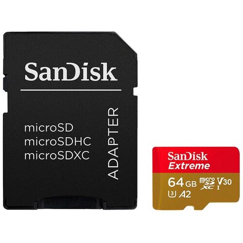 San Disk Memorijska kartica Extreme microSDXC 64GB + SD Adapter + RescuePRO Deluxe 170MB/s 80MB/s A2 C10 V30 UHS-I U Cene