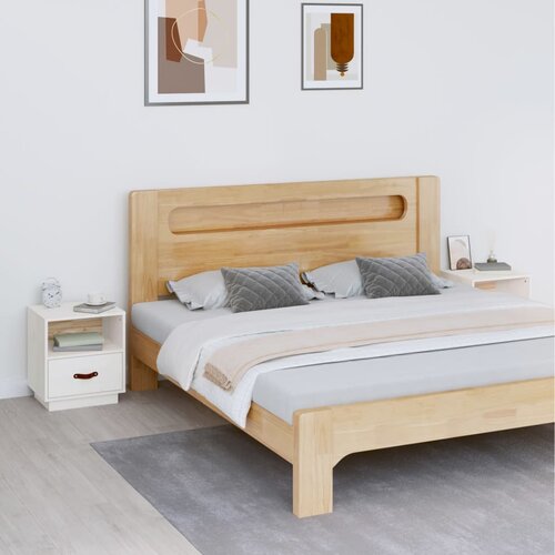  Noćni ormarići 2 kom bijeli 40 x 34 x 45 cm od masivne borovine Cene