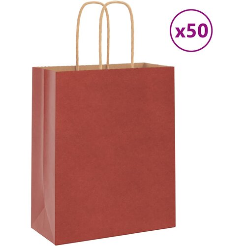 vidaXL Papirnate vrećice 50 kom s ručkama crvene 18x8x22 cm Cijene