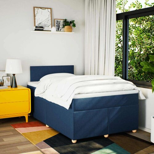 vidaXL Box spring postelja z vzmetnico modra 120x190 cm blago, (21310302) Cene