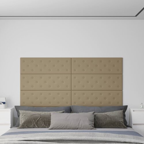 VidaXL Zidne ploče od umjetne kože 12 kom cappuccino 90x30 cm 3,24 m&amp;sup2; Slike