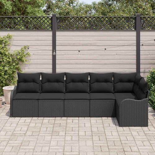  Sjedeća garnitura za vrt 6 kom. Crna poliratan 287,5 x 122,5 x 69 cm Slike