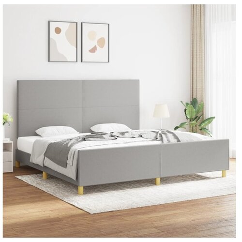  Posteljni okvir z vzglavjem svetlo siv 200x200 cm blago Cene
