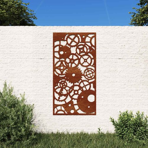  Vrtni zidni ukras 105 x 55 cm čelik COR-TEN s uzorkom zupčanika Cene