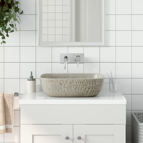 vidaXL nadpultni umivalnik siv pravokoten 48x37,5x13,5 cm keramika Cene