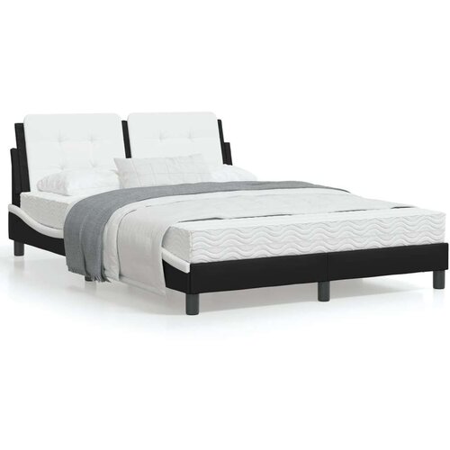  Okvir kreveta LED crno-bijeli 140 x 200 cm od umjetne kože Slike