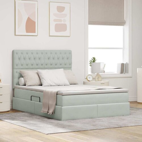 vidaXL Krevet S LED lampica Svijetlo siva 140 x 200 cm Baršun Cijene