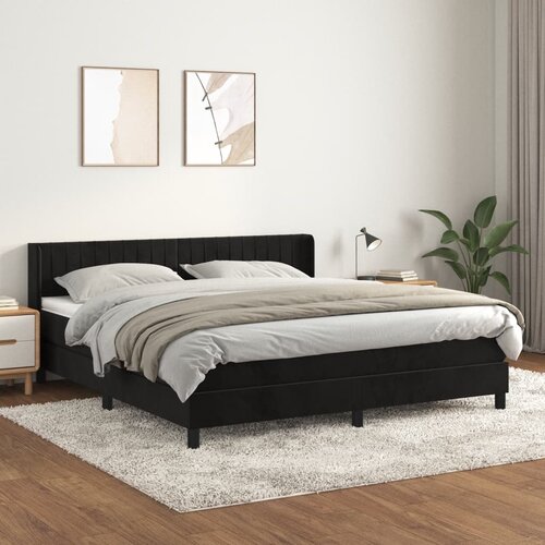 vidaXL Box spring postelja z vzmetnico črna 160x200 cm žamet Cene