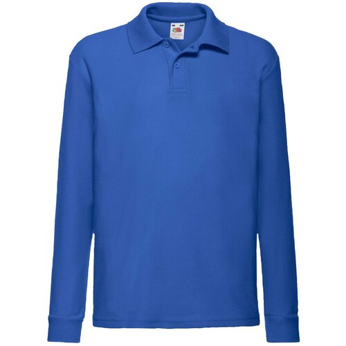 Fruit Of The Loom Blue Long Sleeve Polo Shirt Slike