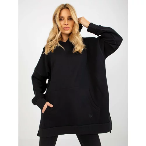 Fashion Hunters Black long oversize kangaroo hoodie MAYFLIES