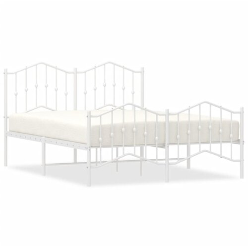 Maison Chic Kovinski Posteljni okvir - Dvoposteljna postelja - Zakonska postelja z vzglavjem in vznožjem&nbsp;bel 135x190 cm, (21697053) Cene