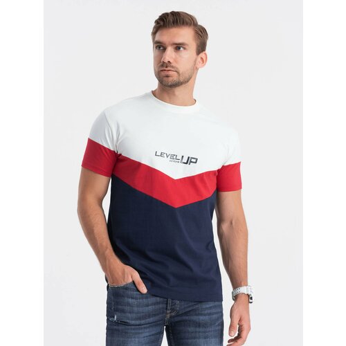 Ombre Men's cotton tricolor t-shirt with logo Slike