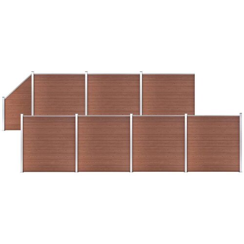 vidaXL WPC ograjni paneli 7 kvadratnih + 1 poševni 1311x186 cm rjavi Cene