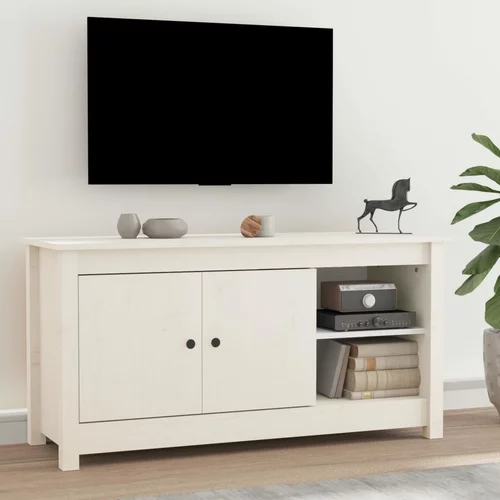 TV ormarić bijeli 103 x 36,5 x 52 cm od masivne borovine