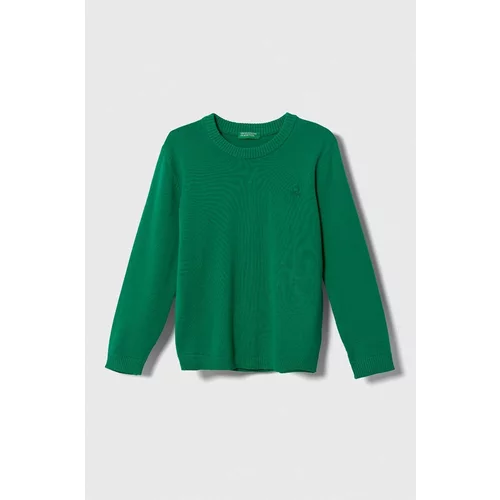 United Colors Of Benetton Otroški bombažen pulover zelena barva
