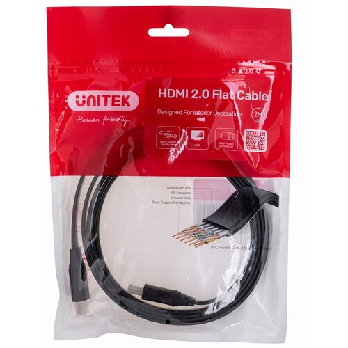 Unitek HDMI CABLE 2.0 4K60HZ,FLAT,2M,C11063BK-2M Cijene