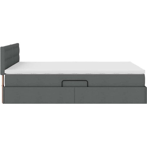  Krevet S LED lampica s pohranom Tamno siva 140 x 190 cm tkanina Slike