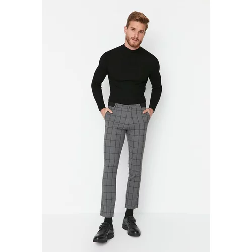 Trendyol Anthracite Men's Slim Fit Chino Pocket Plaid Trousers