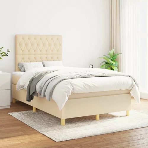  Box spring postelja z vzmetnico krem 120x200 cm blago, (20896993)