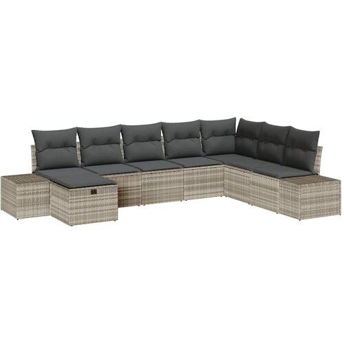  Sjedeća garnitura za vrt 8 kom. Svijetlo siva poliratan Svjetlosiva 55 x 62 x 69 cm Slike