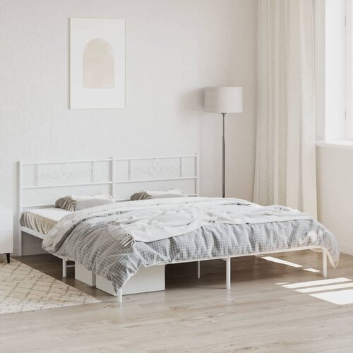  The Living Store Kovinski posteljni okvir z vzglavjem bel 200x200 cm - Posteljni Okvir, (21454847) Slike