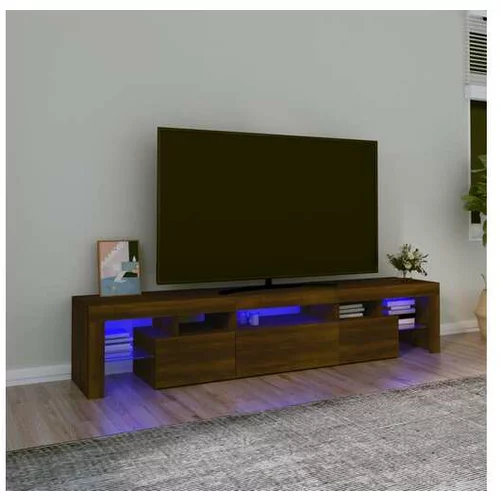  TV omarica z LED lučkami rjav hrast 200x36,5x40 cm
