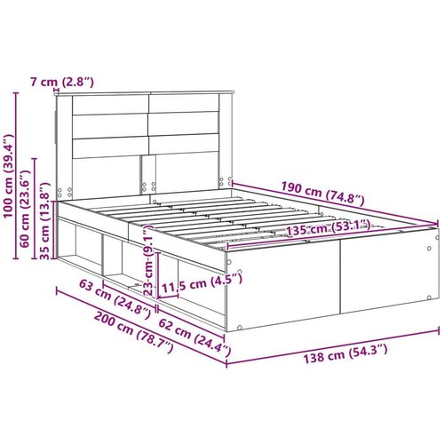 Okvir za krevet s uzglavljem Betonska siva 135 x 190 cm Slike