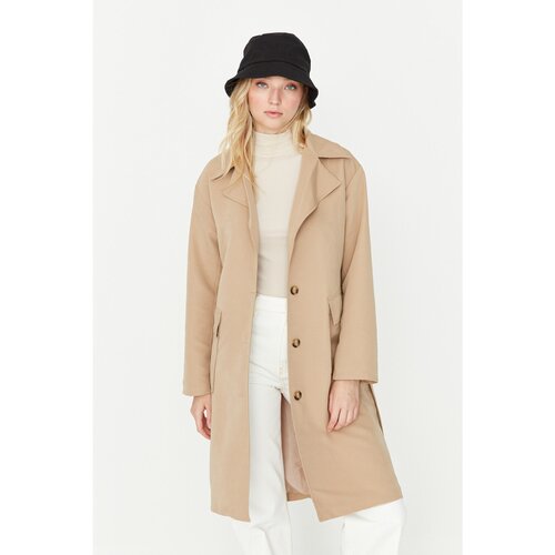 Trendyol Beige Belted Button Closure Trench Coat Slike