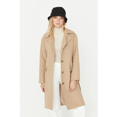 Trendyol Beige Belted Button Closure Trench Coat