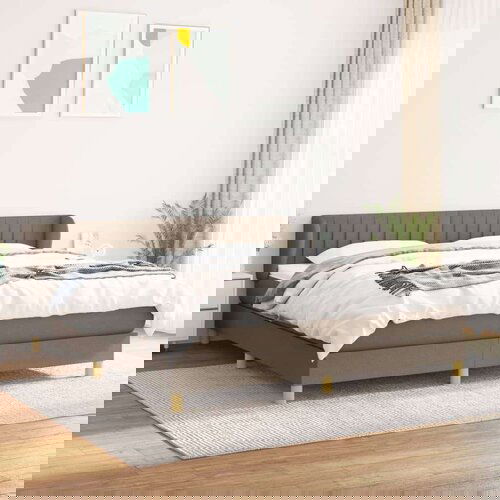  Box spring postelja z vzmetnico taupe 180x200 cm blago, (20791223) Slike
