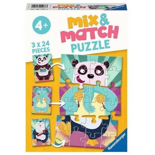 Ravensburger Mix&Match puzzle - Smešne životinje - 3x24 delova Slike