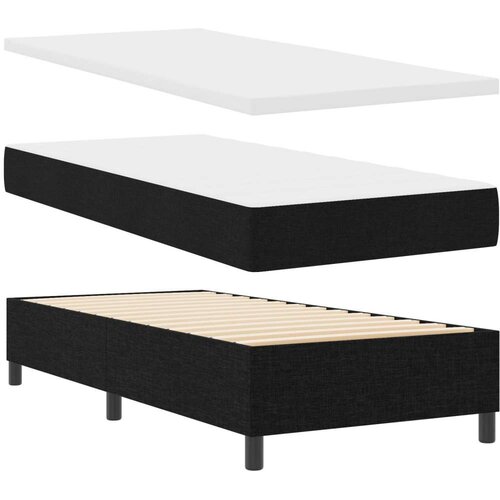 vidaXL Krevet s podnicom s madracem i klupom crne boje 90x200 cm tkanina Cene