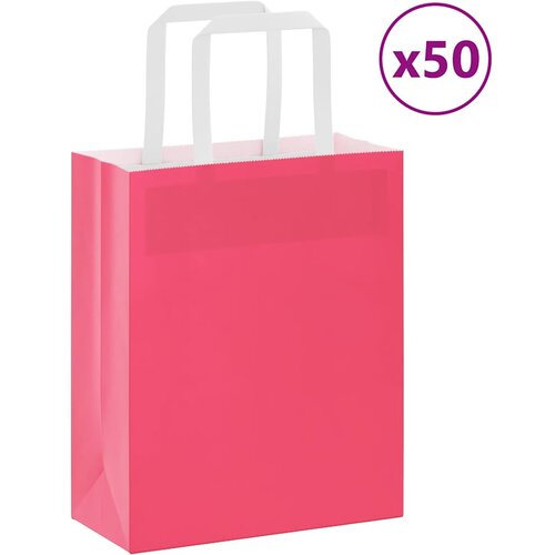 vidaXL Papirnate vrećice 50 kom s ručkama ružičaste 18x8x22 cm Cijene
