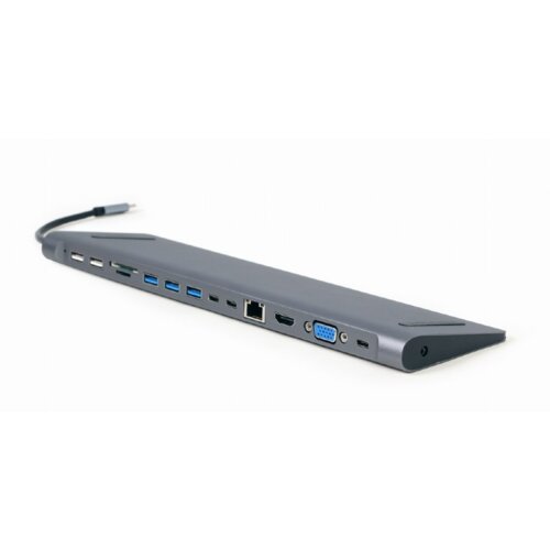 Gembird A-CM-COMBO9-01 USB Type-C 9-in-1 multi-port adapter (USB hub + HDMI + VGA + PD + card reader + LAN + 3.5 mm audio), space grey Cijene