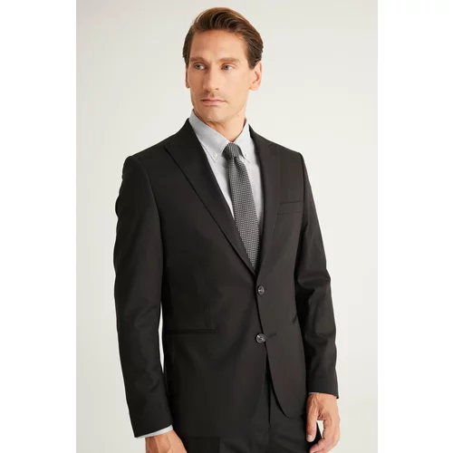 ALTINYILDIZ CLASSICS Men's Black Extra Slim Fit Slim Fit Dovetail Neck Suit