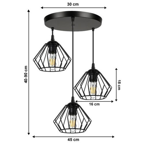  Luster na sajli CEED 3xE27/60W/230V crna Slike
