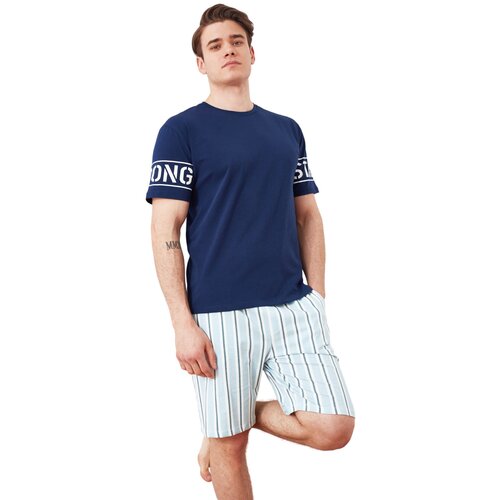 Trendyol Pajama Set - Navy blue - Plain Slike