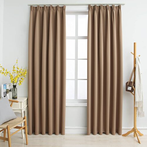 VidaXL Zatemnitvene zavese z obe&amp;scaron;ali 2 kosa taupe 140x175 cm, (20768362) Slike