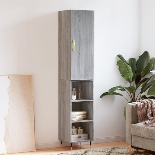 VidaXL Visoka omara siva sonoma 34,5x34x180 cm inženirski les Slike