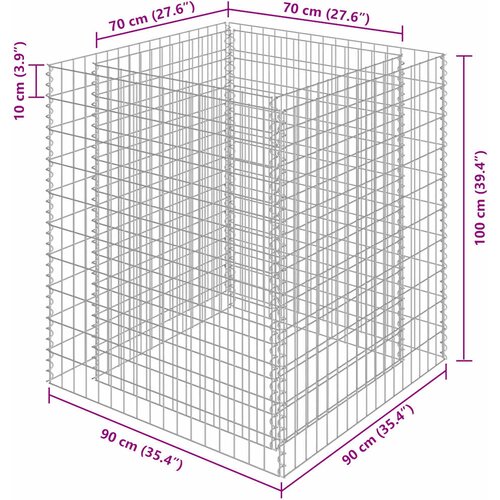 Gabionska sadilica od pocinčanog čelika 90 x 90 x 100 cm Slike